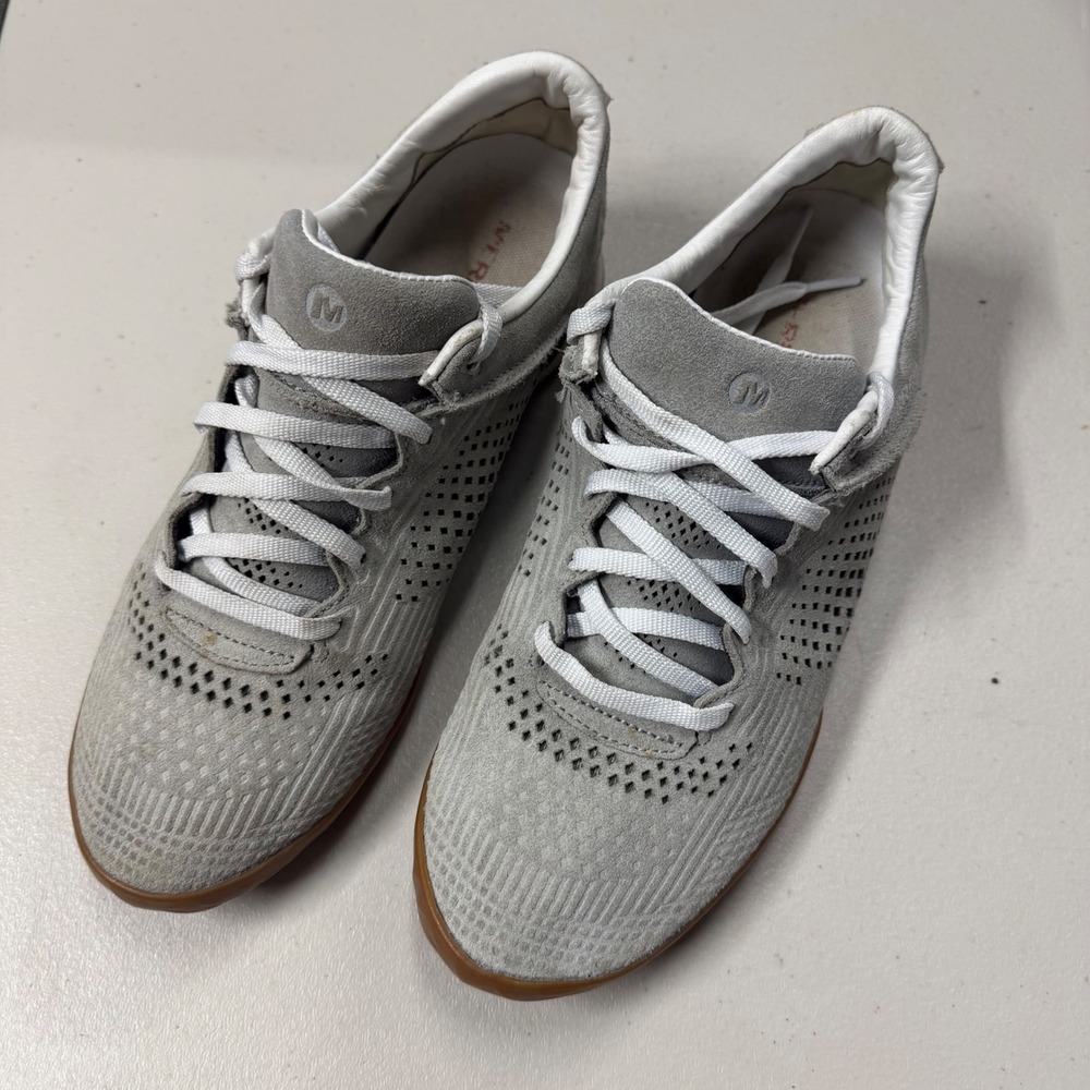 Merrell High Rise Womens 9.5 Grey Suede Mesh Perforated Sneakers J02400